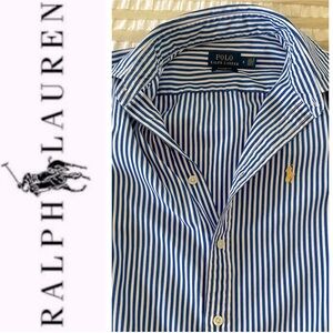 Polo by Ralph Lauren Blue and White Striped Button Down Shirt